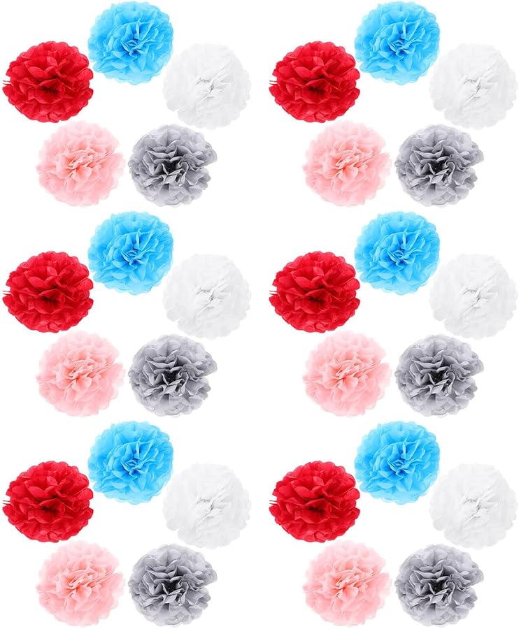 50 Pcs Lightweight Tissue Paper Pom Poms Flower Balls For Wedding Party Decorations - Image 1