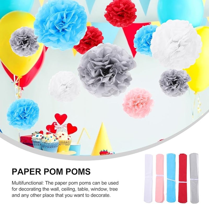 50 Pcs Lightweight Tissue Paper Pom Poms Flower Balls For Wedding Party Decorations - Image 5