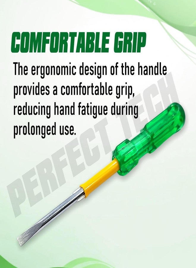 PERFECT TECH 2in1 Reversible Screw Driver | Flate & Cross Head 2 in 1 screw Driver 606 | Green and Silver | Long handle Strong Grip Carbon Steel & Hardened Tip | Multipurpose use (size - 6"/ 150 mm) - Image 3