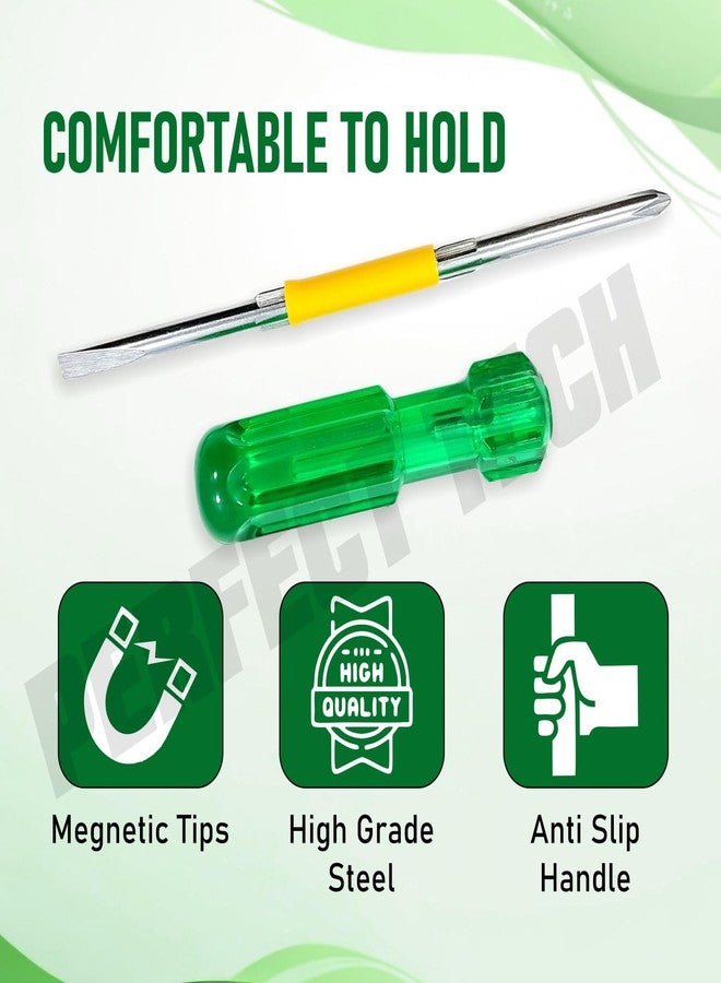 PERFECT TECH 2in1 Reversible Screw Driver | Flate & Cross Head 2 in 1 screw Driver 606 | Green and Silver | Long handle Strong Grip Carbon Steel & Hardened Tip | Multipurpose use (size - 6"/ 150 mm) - Image 5