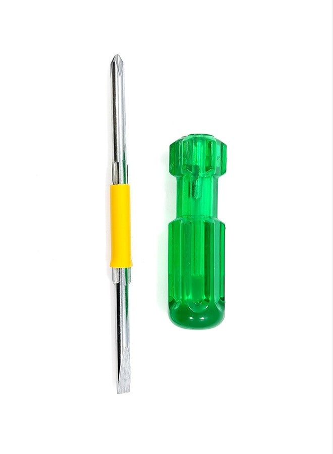 PERFECT TECH 2in1 Reversible Screw Driver | Flate & Cross Head 2 in 1 screw Driver 606 | Green and Silver | Long handle Strong Grip Carbon Steel & Hardened Tip | Multipurpose use (size - 6"/ 150 mm) - Image 1
