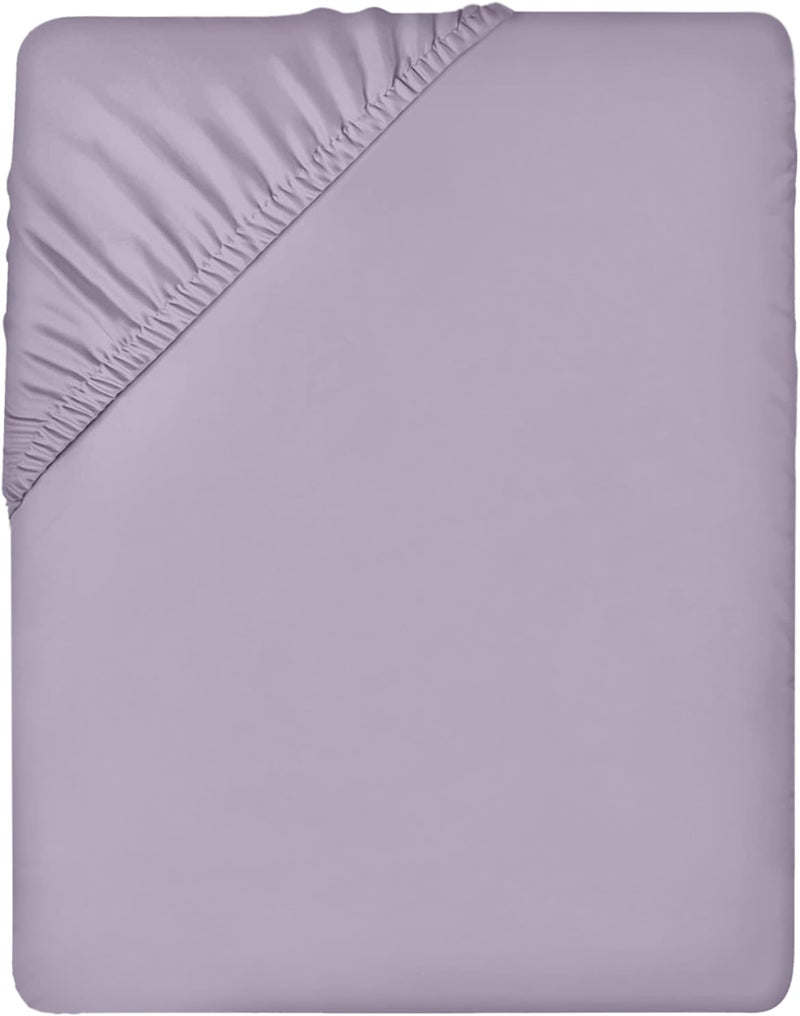 Utopia Bedding Fitted Sheet Double Lavender  Deep Pocket 14 inch 35 cm  Easy Care  Soft Brushed Microfibre Fabric  Shrinkage and Fade Resistant  Bottom Sheet