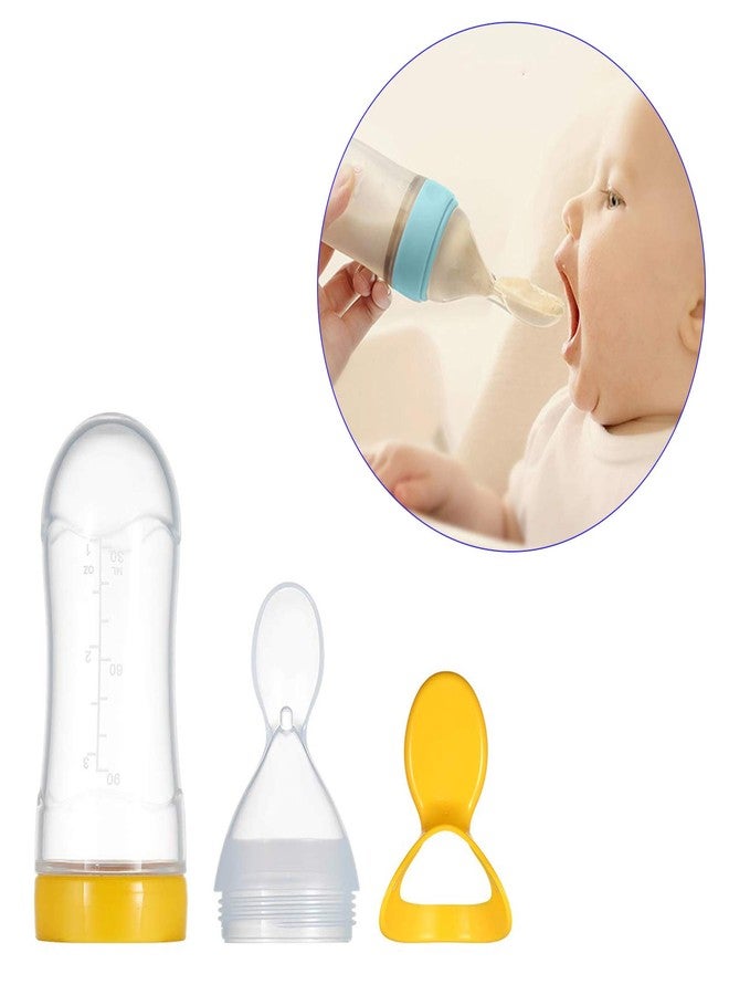 Safe-O-Kid® (Pack of 2) BPA-Free Silicone Squeezy Food Feeder Spoon – Non-Toxic, Soft, Easy-to-Use, Perfect for Introducing Solid Foods to Your Baby, Safe and Durable, Yellow, 90ml - Image 4