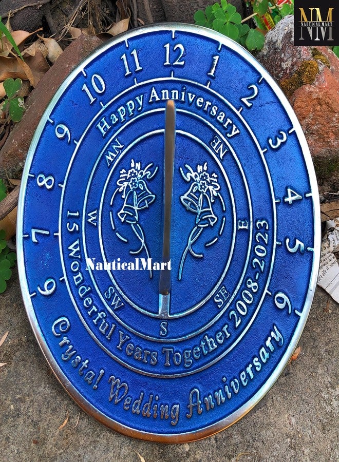 NauticalMart 15th Crystal Wedding Anniversary Sundial Gift for Parents, Grandparents, Friends, Husband or Wife, Couples, Him & Her Unique Marriage Present 2023 (15th Anniversary) - Image 3