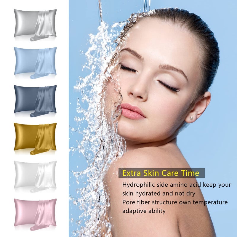 DKBslik Silk Pillowcase 2 Pack  Mulberry Silk Pillow Cases Queen Size Set of 2  Anti Acne Silk Pillowcase for Hair and Skin  Natural Silk Satin Pillowcases Gifts for Women 2 Pack with Hidden Zipper  Champagne - Image 5