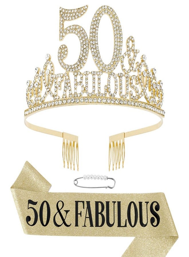FASOTY 50th Birthday Decorations - Sash, Crowns, Tiara & Gifts for Fabulous Women - Party Decor - Image 1