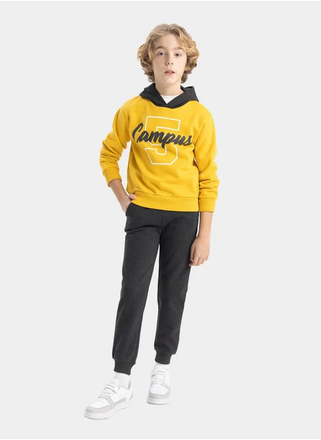 DeFacto Graphic Print Hooded Sweatshirt & Joggers Set by Styli