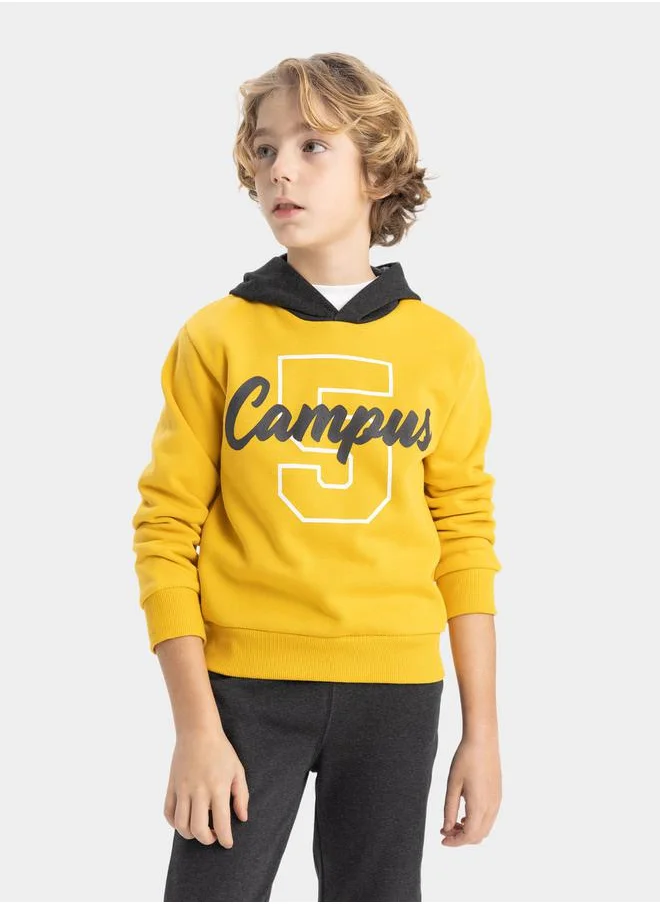 DeFacto Graphic Print Hooded Sweatshirt & Joggers Set by Styli