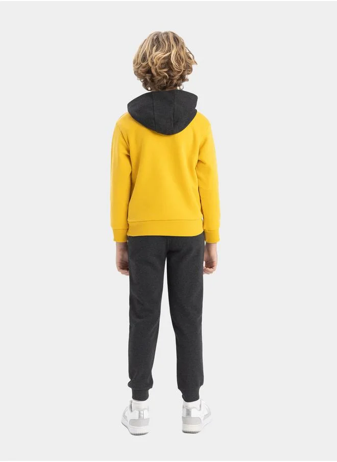 DeFacto Graphic Print Hooded Sweatshirt & Joggers Set by Styli
