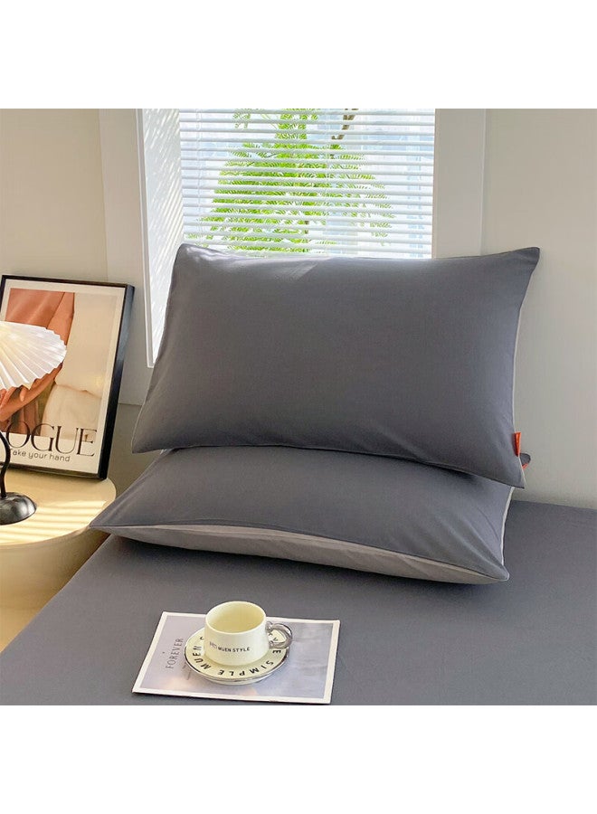 Hodo Class A Pure Cotton Pillowcase Set Of Two, All-cotton Woven Pillow Cover, Thickened Inner Liner, 48x74cm, Dark Gray - Image 2