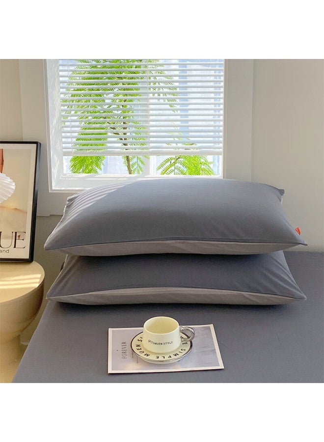 Hodo Class A Pure Cotton Pillowcase Set Of Two, All-cotton Woven Pillow Cover, Thickened Inner Liner, 48x74cm, Dark Gray - Image 3