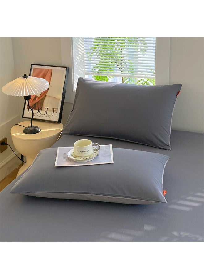 Hodo Class A Pure Cotton Pillowcase Set Of Two, All-cotton Woven Pillow Cover, Thickened Inner Liner, 48x74cm, Dark Gray - Image 4
