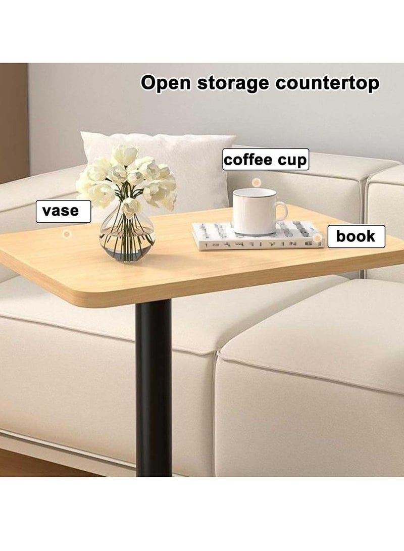 شو وو طاولة جانبية على شكل حرف C، طاولات أريكة تنزلق أسفلها، طاولة جانبية على شكل حرف C بعجلات، طاولة جانبية صغيرة على شكل حرف C لغرفة المعيشة وغرفة النوم، طاولة صينية للمشروبات والوجبات الخفيفة - Image 2