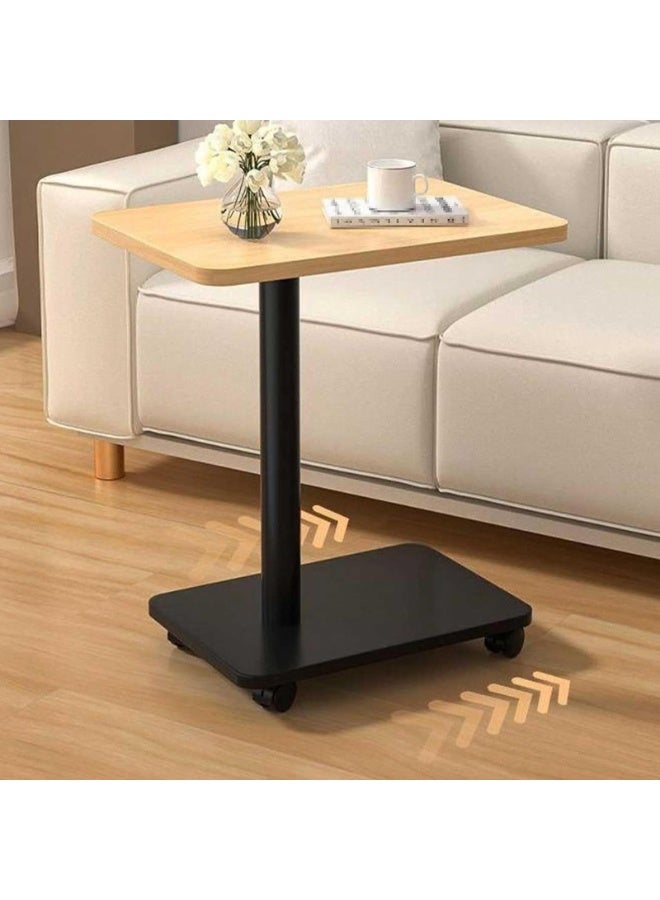 شو وو طاولة جانبية على شكل حرف C، طاولات أريكة تنزلق أسفلها، طاولة جانبية على شكل حرف C بعجلات، طاولة جانبية صغيرة على شكل حرف C لغرفة المعيشة وغرفة النوم، طاولة صينية للمشروبات والوجبات الخفيفة - Image 3
