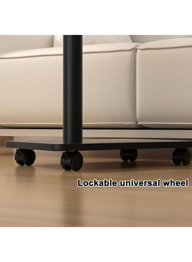 شو وو طاولة جانبية على شكل حرف C، طاولات أريكة تنزلق أسفلها، طاولة جانبية على شكل حرف C بعجلات، طاولة جانبية صغيرة على شكل حرف C لغرفة المعيشة وغرفة النوم، طاولة صينية للمشروبات والوجبات الخفيفة - Image 5