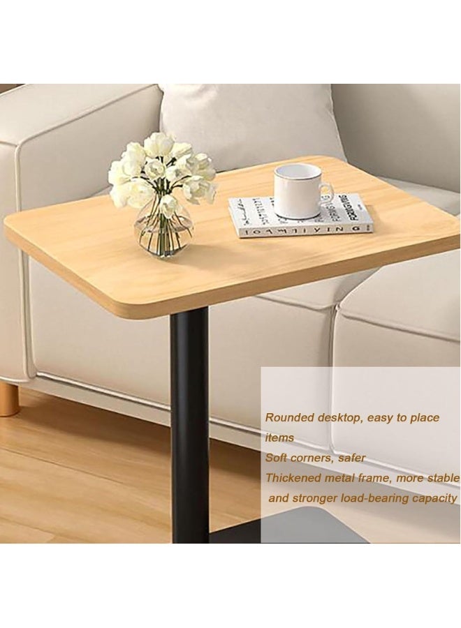 شو وو طاولة جانبية على شكل حرف C، طاولات أريكة تنزلق أسفلها، طاولة جانبية على شكل حرف C بعجلات، طاولة جانبية صغيرة على شكل حرف C لغرفة المعيشة وغرفة النوم، طاولة صينية للمشروبات والوجبات الخفيفة - Image 4