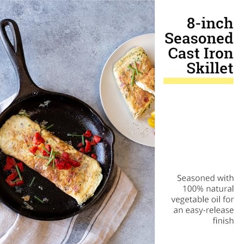 Lodge 8" Cast Iron Skillet - Chef Collection - Perfect Sear - Ergonomic Handles - Superior Heat Retention - Cast Iron Cookware & Skillet - Image 2