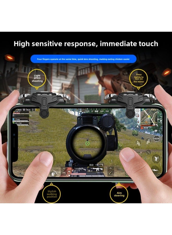 Generic - GT02 Chicken Eating Artifact K03 Fourth Generation Protector Adapted To Mobile Phone Radiator Fan Finger Set Game Handle-Product Color:GT02 Transparent Pair (metal Keys) - Image 1