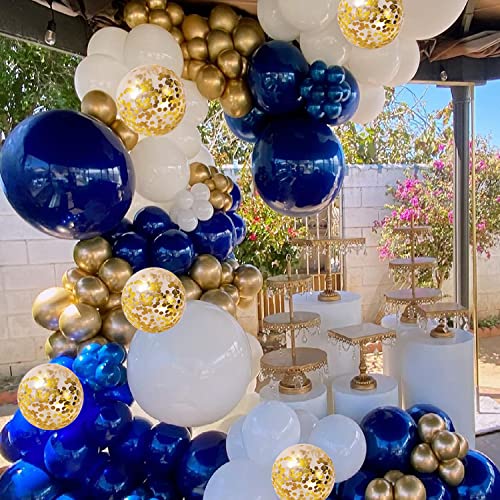 Zesliwy Navy Blue Gold Balloons Garland Kit, Navy Blue Gold White Confetti Balloons Arch Kit for Birthday Party Wedding Graduation Class of 2025 Prom Decorations…… - Image 5