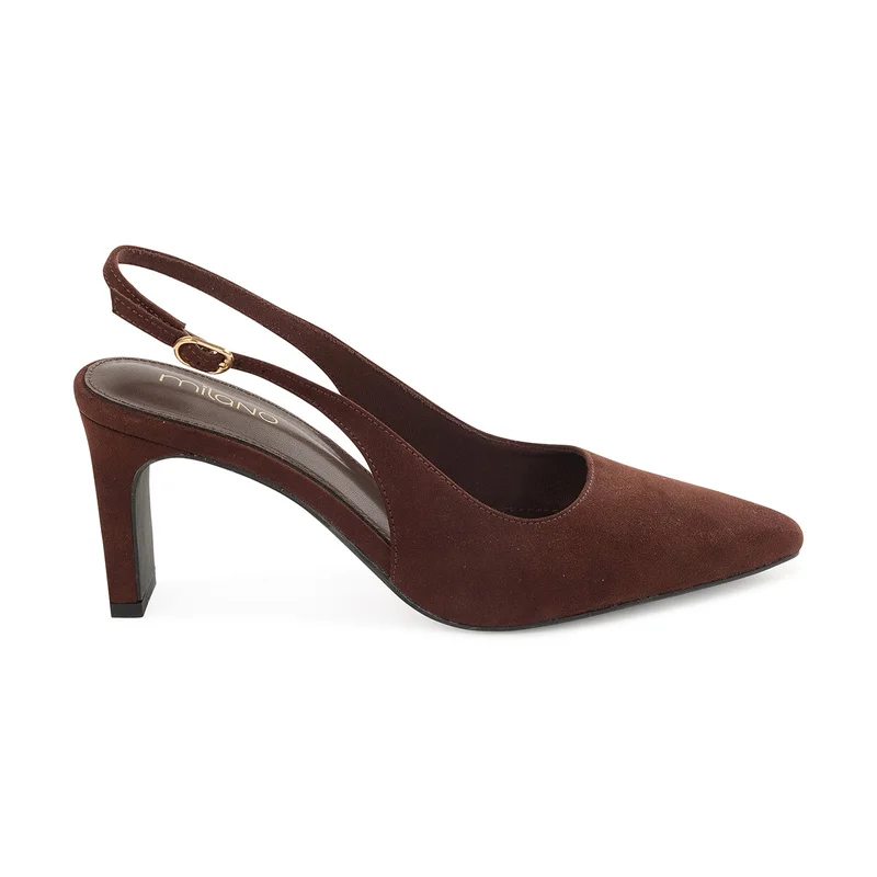ميلانو Elouise Ladies Slingback Block Heel - Dark Brown