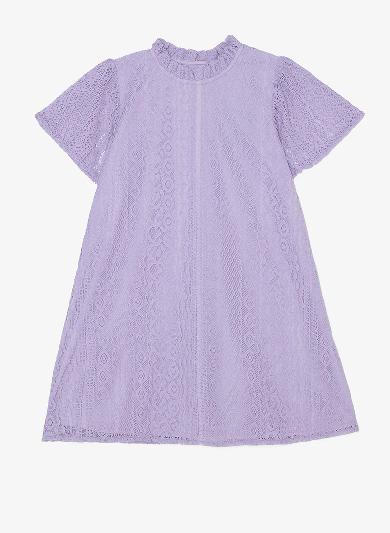Ripples Girls Lace Short Sleeves Dress