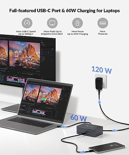 v AV Access AV Access Docking Station Dual Monitor, KVM Switch 2 Monitors 2 Computers (Laptop & Desktop), USB-C Charge & Ethernet for Laptop, EDID, 4K@60Hz Dual HDMI Output, 120W Power Adapter, 5xUSB, Audio, SD - Image 5