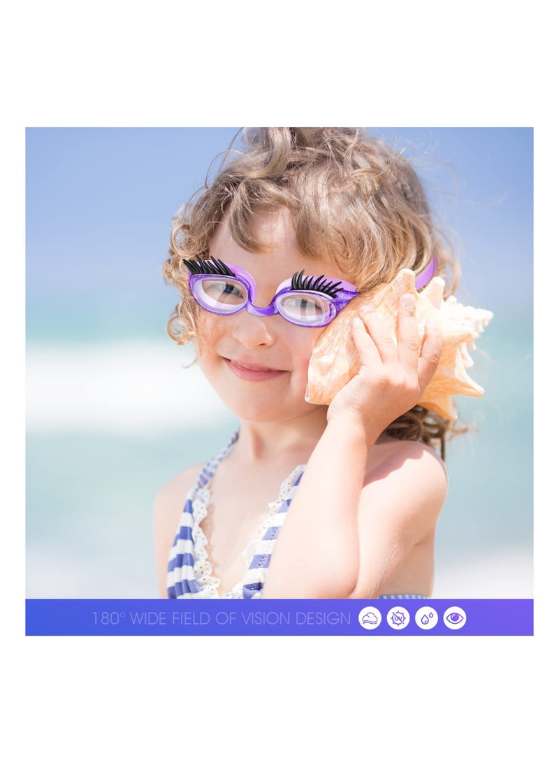 Y&D Swim Goggles, 2 Pieces Kids Goggles Eyelashes Goggle No Slip Leak Girl Anti Fog UV for Lash Extensions, Leakproof, Hair Pulling - Image 4