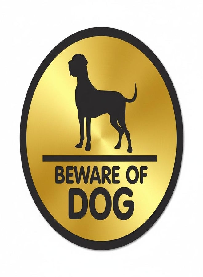 لافتة "احذر من الكلب" دائرية من الأكريليك المصقول باللونين الذهبي والأسود من BerryBox Premium، سهلة التركيب بشريط لاصق ذاتي، مقاس 5.8 بوصة، مناسبة للمنازل والمنتجعات والفنادق والمكاتب والشركات والمستشفيات والأعمال التجارية. - Image 1