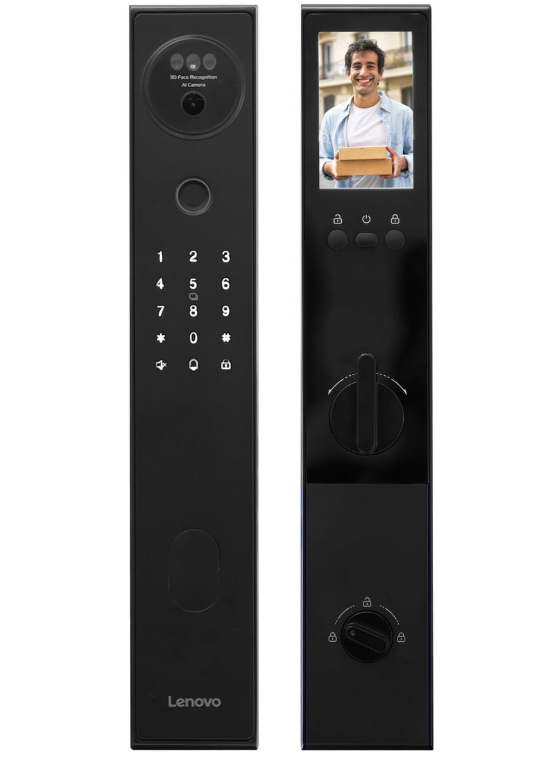 Lenovo Smart Door Lock A6f Black, 3D Face Recognition, Fingerprint, Video Surveillance