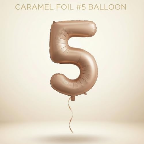 Atpata Funky #5 Elegant Caramel Colour JUMBO 40 INCH Number Balloons Set | 0 to 9 Digit Shapes | Decorative Balloons for Milestones & Celebrations - Image 2