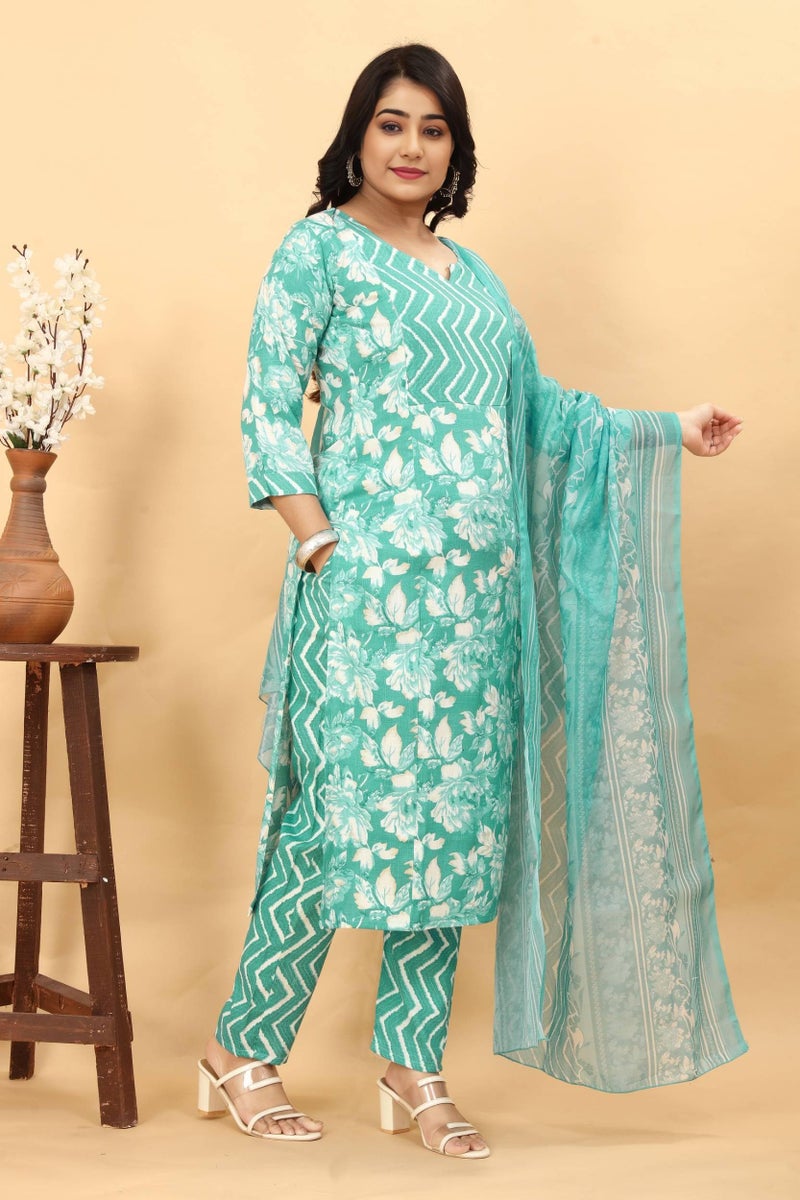 ASSUME FAB Women Maternity Kurta Set with Dupatta for Women | Nursing/Feeding Zip | Soft Rayon Ethnic Wear for Pregnancy & Postpartum(Large Rama - Image 2