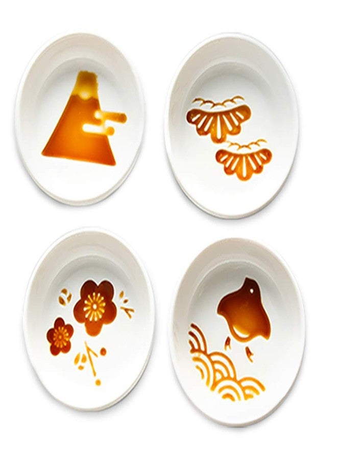 MISS TUTU 4pcs Ceramic Japanese Relief Seasoning Dishes Relish Plate Appetizer Plates,3inches - Image 1