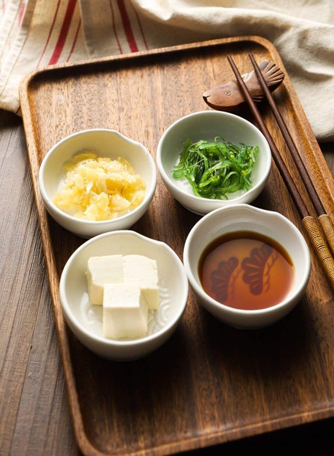 MISS TUTU 4pcs Ceramic Japanese Relief Seasoning Dishes Relish Plate Appetizer Plates,3inches - Image 5