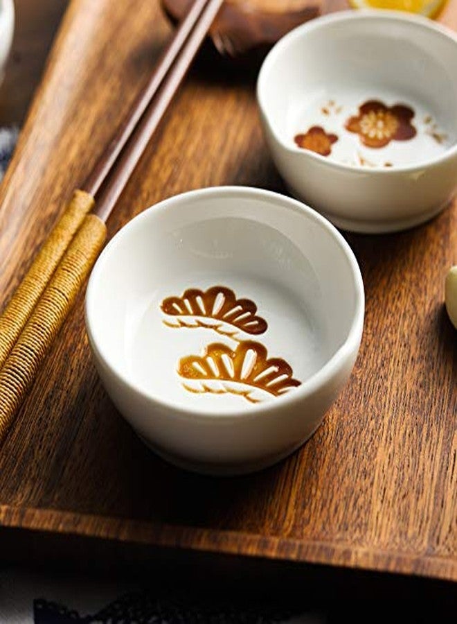 MISS TUTU 4pcs Ceramic Japanese Relief Seasoning Dishes Relish Plate Appetizer Plates,3inches - Image 3