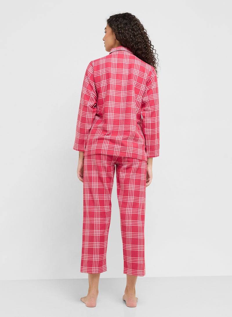 جينجر طقم بيجامة وقميص بأزرار كاروهات - Image 2