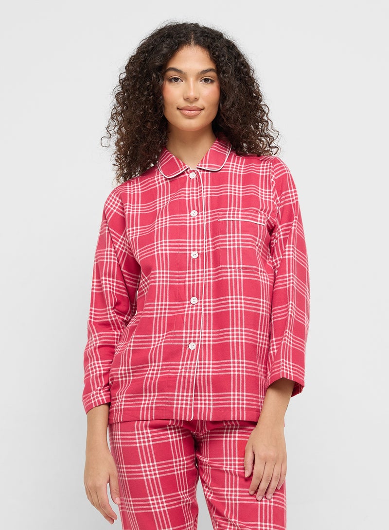 جينجر طقم بيجامة وقميص بأزرار كاروهات - Image 3