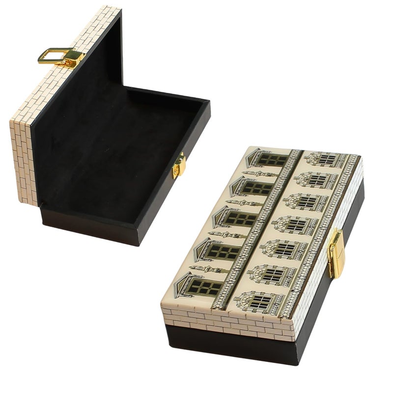 IZZHAAR Roman MDF Wood Cash Box, Multipurpose Decoartive Box for Shagun, Jewellery Storage Box, Cash Gaddi Box, Money Envelope, Perfect for Wedding Gift & Special Occasions, Black & White - Image 1