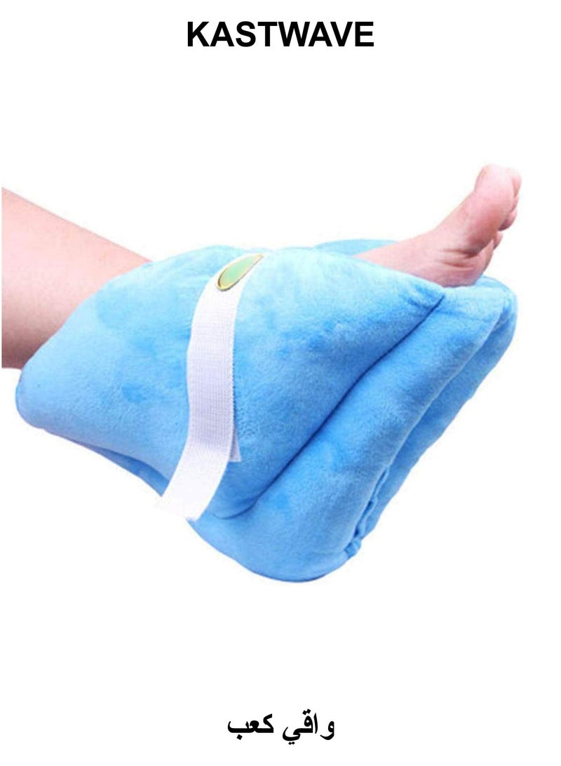 KASTWAVE Heel Protector Cushion, Foot Support Pillow-Heel Cushion Protector Pillow for Relief Foot Pressure, Heel Protectors for Standard Size or Bariatric Patients, Extra Gentle Velvet Fabric (1 Pcs, Blue) - Image 1