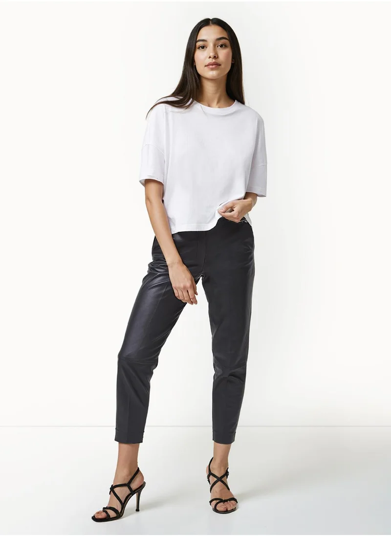 فرنش كونكشن Crew Neck Basic Cotton T-Shirt