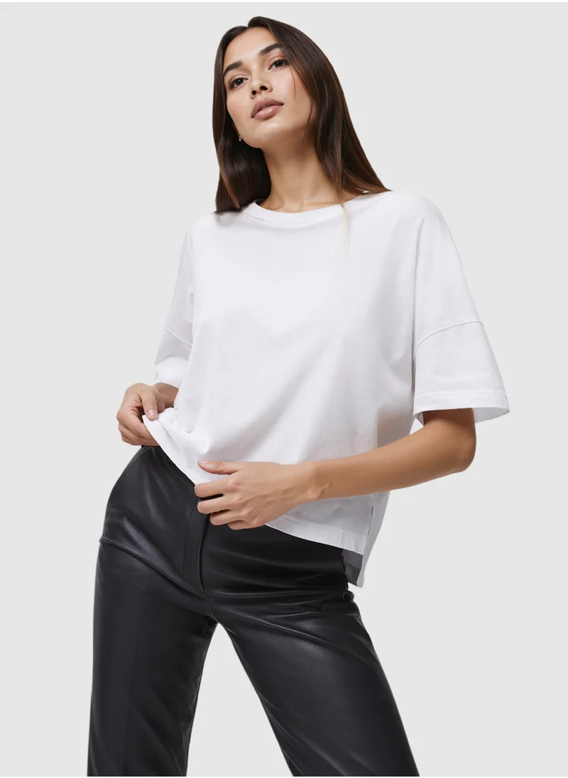 فرنش كونكشن Crew Neck Basic Cotton T-Shirt