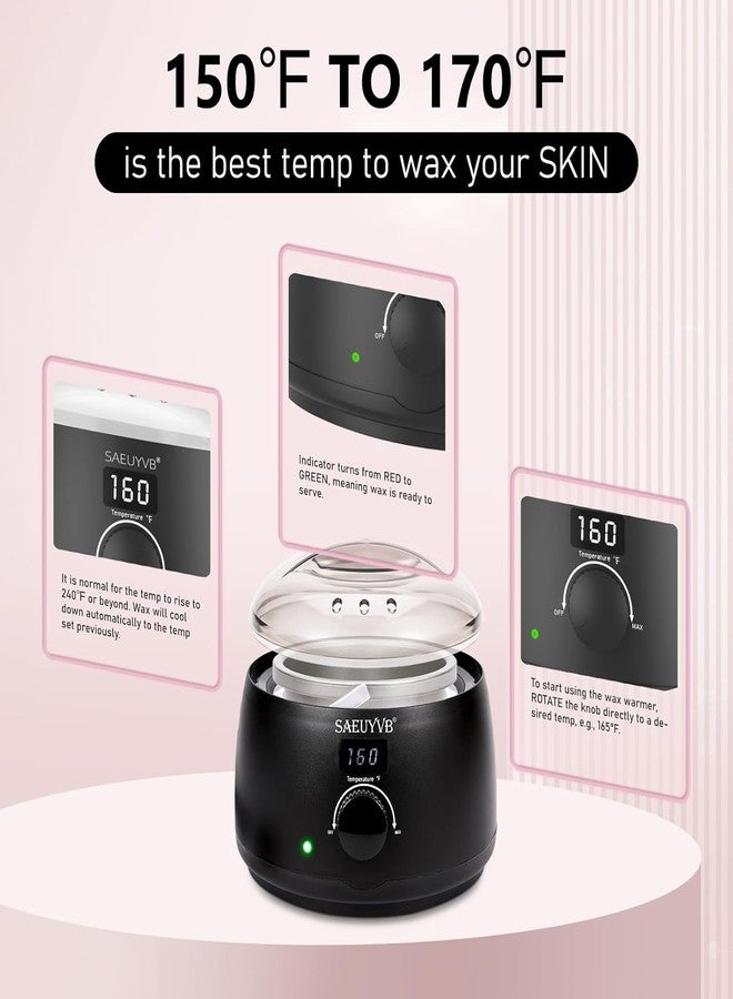 SAEUYVB Professional Digital Wax Warmer with Lid and 16oz Pot for Hair Removal (Black) - Image 5