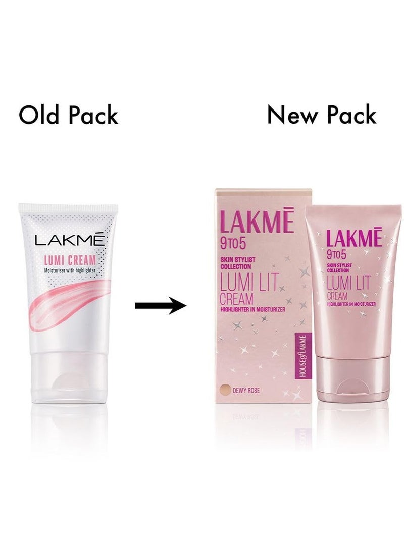 لاكمي كريم لاكمي لومي - كريم للوجه مع مرطب + هايلايتر، غني بالنياسيناميد وحمض الهيالورونيك ديوي روز، 30 جم - Image 2