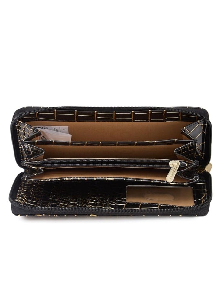 CAPRESE Caprese Miranda Zip Around Wallet for Women| Large, Black | Multiple Card Slots with Stylish Animal Print | Perfect for Carrying Daily Essentials  - Image 4