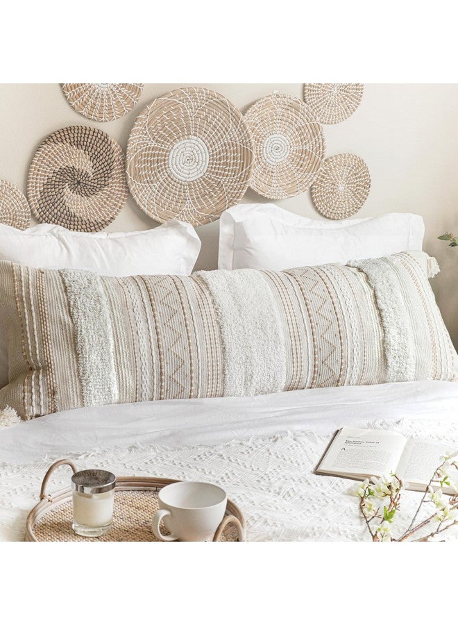 BlissBlush Large Body Pillow Cover for Bed 20x54 Boho Accent Oversized Long Pillowcase for Bedroom Neutral White Decorative Cushion Farmhouse Home Décor (Cover ONLY, Pack of 1) - Image 4