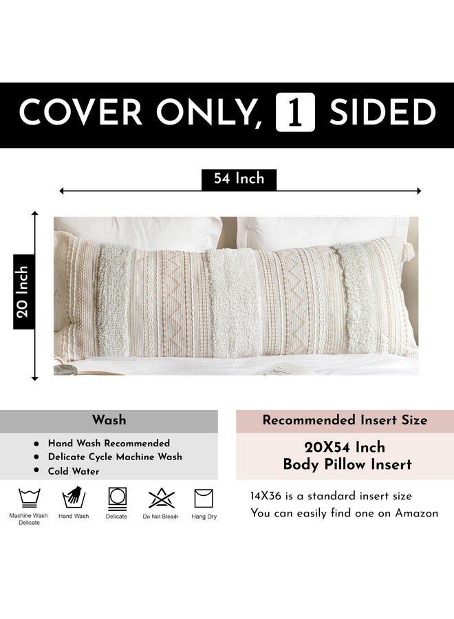BlissBlush Large Body Pillow Cover for Bed 20x54 Boho Accent Oversized Long Pillowcase for Bedroom Neutral White Decorative Cushion Farmhouse Home Décor (Cover ONLY, Pack of 1) - Image 2