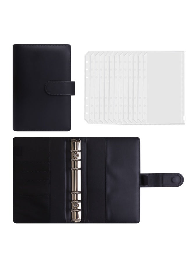 A6 PU Leather Notebook Binder 6 Ring Budget Binder 12Pocket Cash Envelopes Organizer Saving Money Planner Notebook