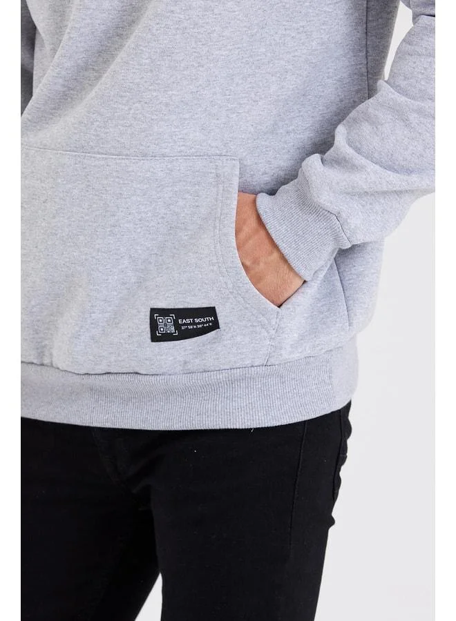 Mmetalic  Men's Gray Cotton-Lined Hooded Sweatshirt with Kangaroo Pocket for Men | Best Price UAE