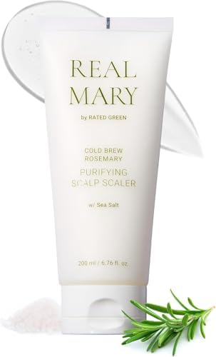 RATED GREEN Real Mary Cold Brew Rosemary Purifying Scalp Scaler w/Sea Salt | Hypoallergenic Korean Dry Scalp Hair Care for Flaky, Itchy & Mild Troubled Scalp | Deep Conditioning Treatment 6.76 fl oz