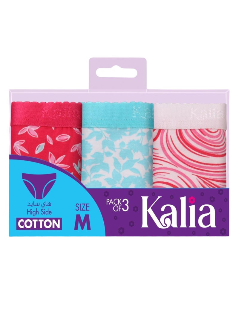 Kalia Pack of 3 Printed Cotton Brief Panties Underwear for Women  - Image 1