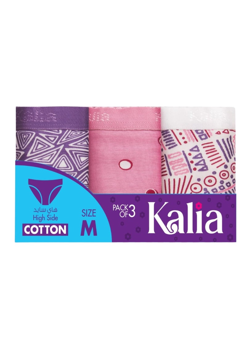 Kalia Pack of 3 Printed Cotton Brief Panties Underwear for Women  - Image 2